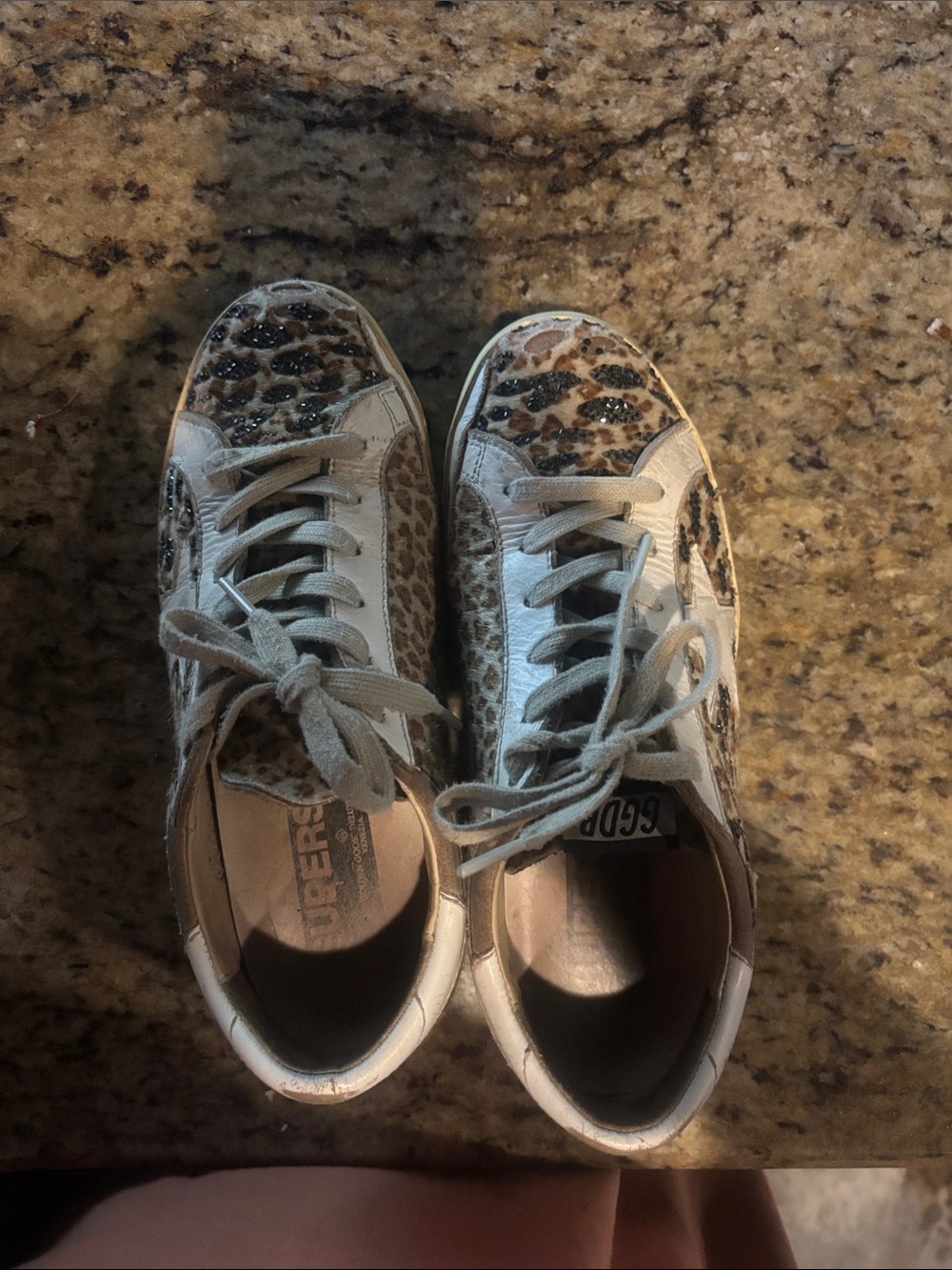 Golden Goose Leopard-Print Low-Top Sneakers in Beige and Black